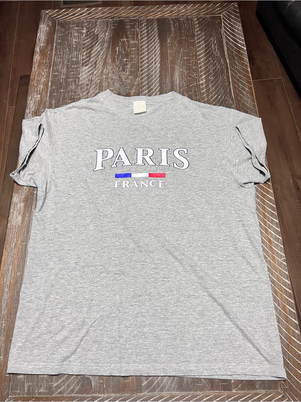 Paris France Ladies Souviner Graphic Tee - Light Gray Short Sleeve